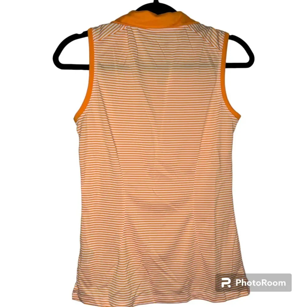 Nike Orange Striped Golf Sleeveless Polo Small